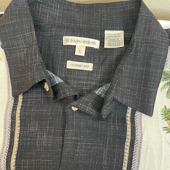 Burma Bibas|100% Rayon|Classic Fit|Palm Trees|Button up|Large - Picture 5 of 9